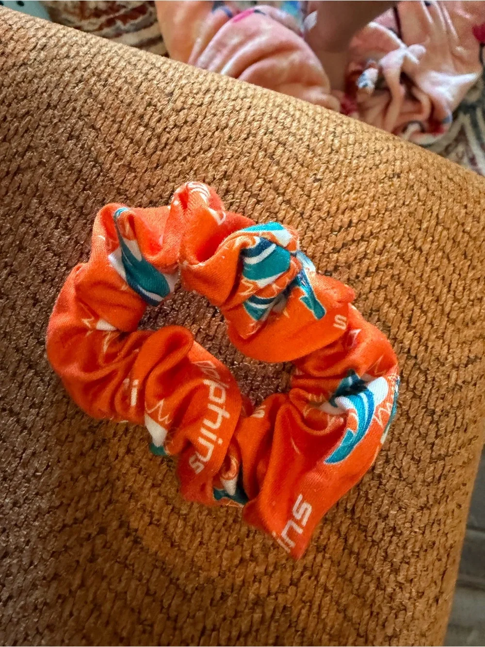 Miami Dolphins hair scrunchie ponytail holder